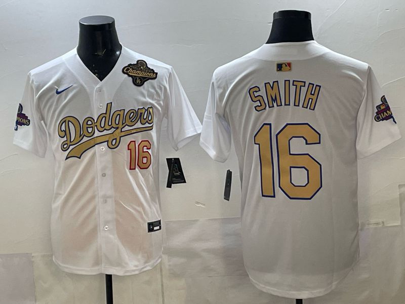 Men Los Angeles Dodgers #16 Smith White Gold 2026 Nike Game MLB Jersey 003->los angeles dodgers->MLB Jersey